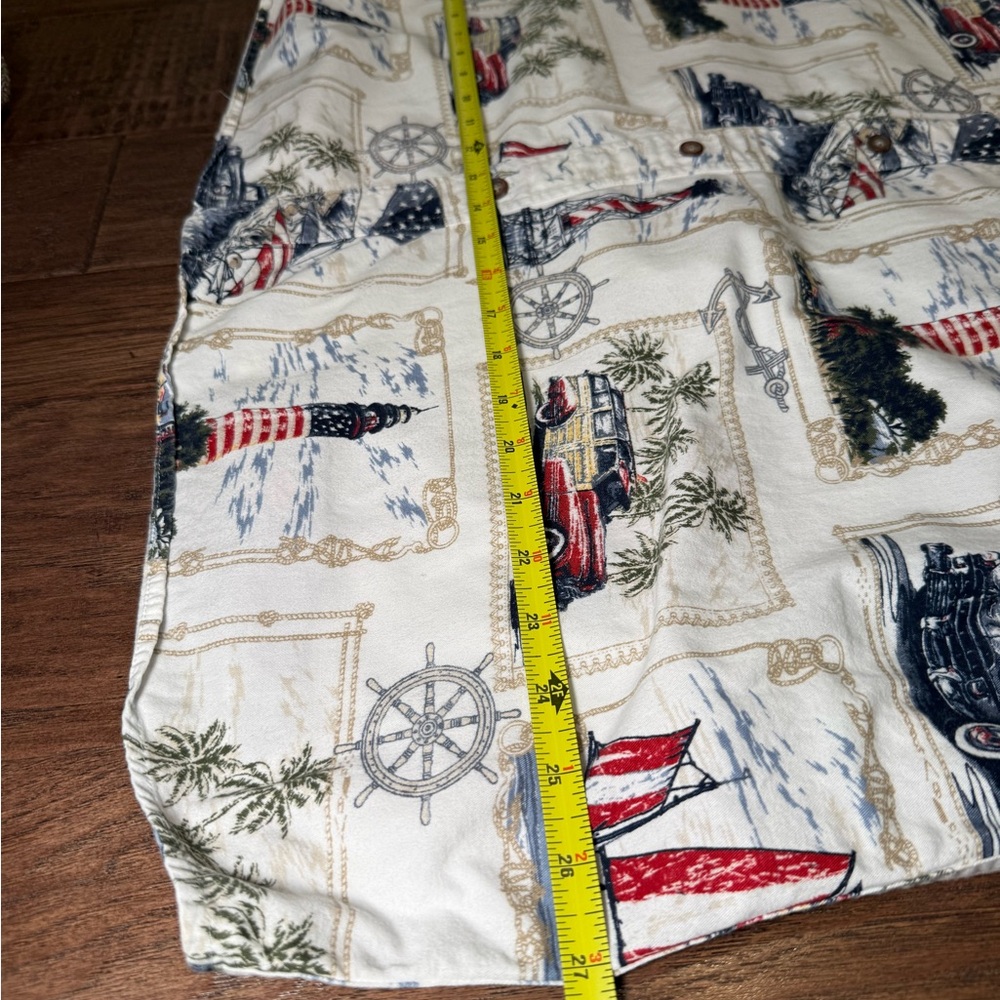Men's Nautical Lighthouse Patriotic Button Down 100% Cotton Resortwear  XXL - Picture 5 of 7